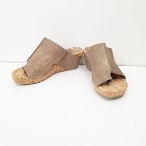Donald Pliner Gerie Wedges Sandals Metalic Cork Taupe 7